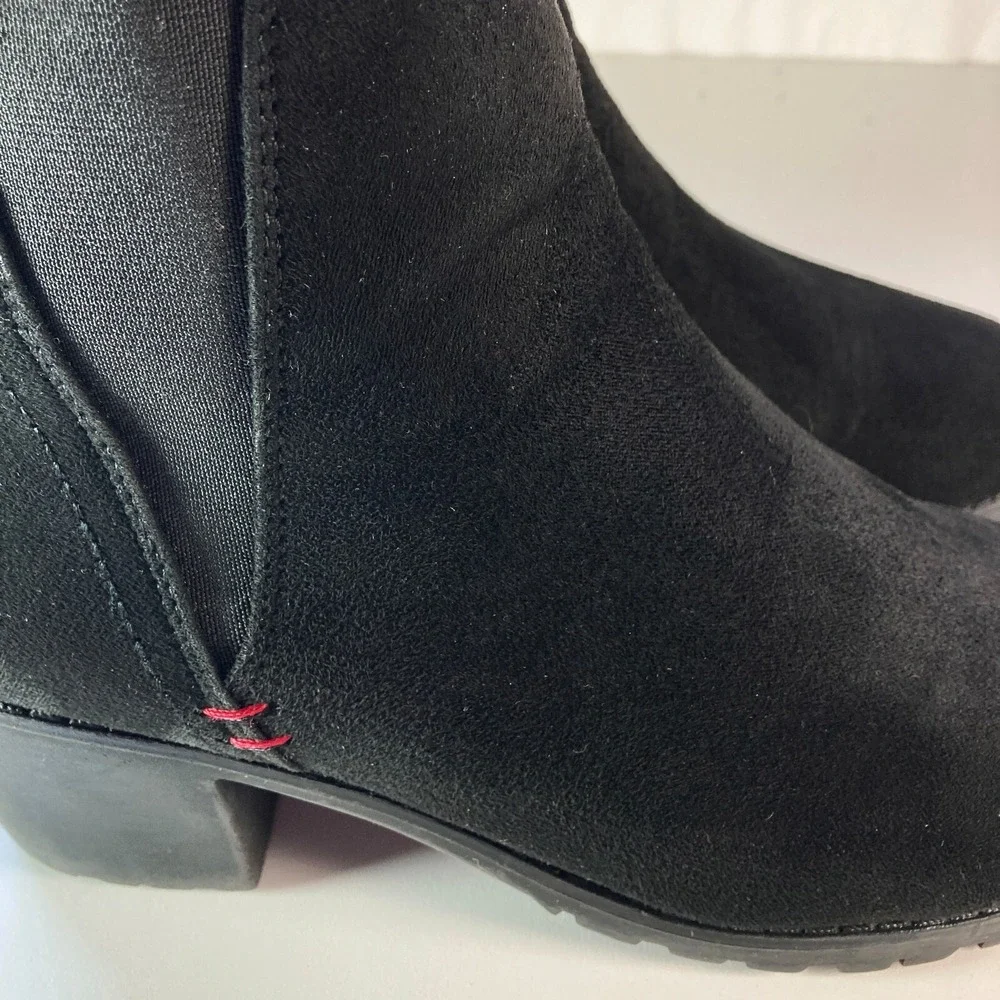Jabasic Chunky Chelsea Block Heel Bootie Ankle Boot Womens 9 Black Y2k - Picture 7 of 11